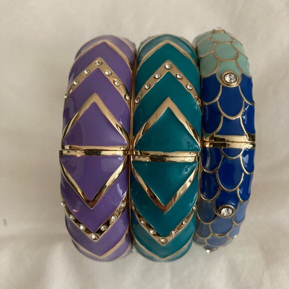 Blue/Turquoise/Purple Lacquer Bangle Bracelets - Picture 1 of 2